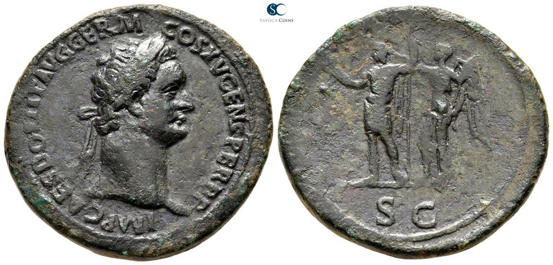 Domitian AD 81-96. Rome
Sestertius Æ

37 mm., 25,06 g.

IMP CAES DOMIT AVG ...