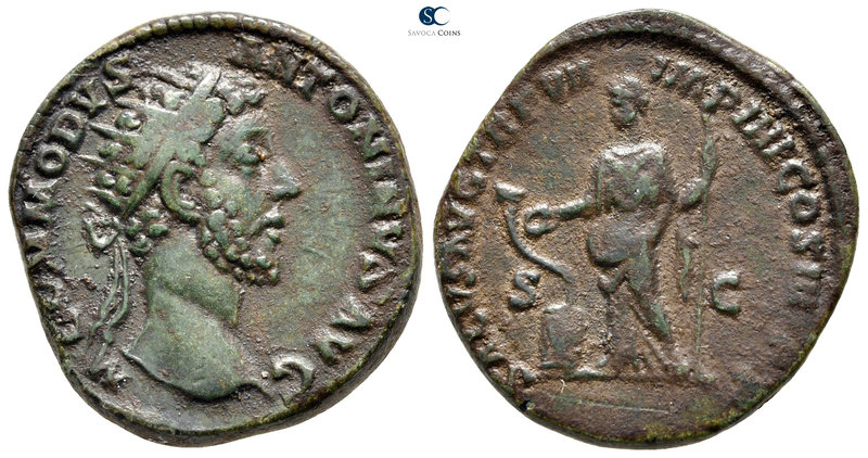 Commodus AD 177-192. Rome
Dupondius Æ

26 mm., 11,14 g.

M COMMODVS ANTONIN...