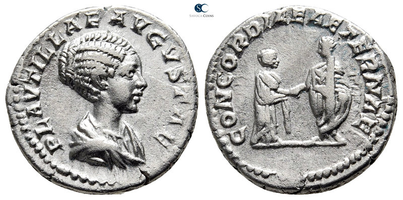 Plautilla AD 202-205. Rome
Denarius AR

18 mm., 3,00 g.

PLAVTILLAE AVGVSTA...