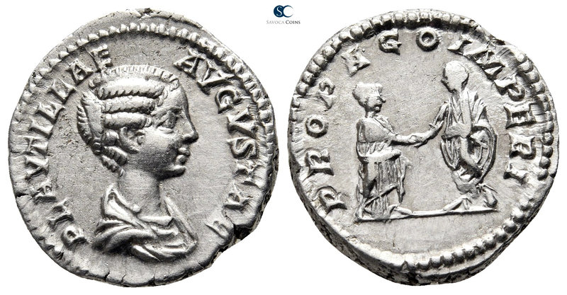Plautilla AD 202-205. Rome
Denarius AR

18 mm., 3,50 g.

PLAVTILLAE AVGVSTA...