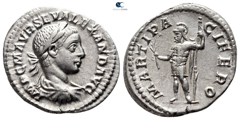 Severus Alexander AD 222-235. Rome
Denarius AR

20 mm., 3,36 g.

IMP C M AV...