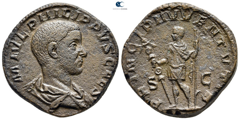 Philip II, as Caesar AD 244-246. Rome
Sestertius Æ

29 mm., 19,77 g.

M IVL...