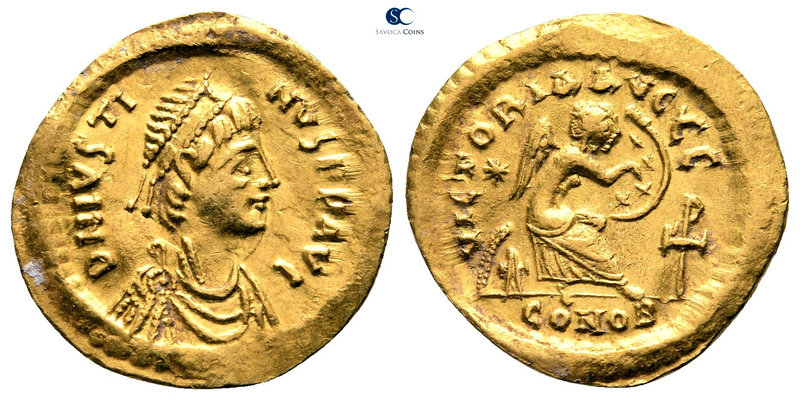 Justin I AD 518-527. Constantinople
Semissis AV

17 mm., 2,19 g.

DN IVSTI-...