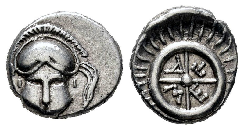 Thrace. Mesembria. Dióbolo. 450-350 a.C. (Gc-1673). (Cy-1548). Anv.: Casco de fr...