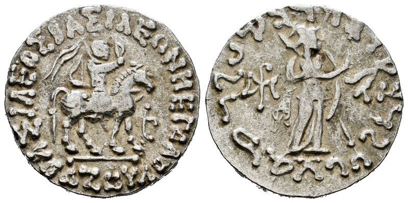 Indo-Scythians. Azes II. Tetradracma. 35-5 a.C. (Mitchiner-2368/9). Anv.: Rey a ...