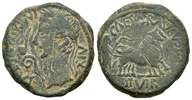 Caesar Augusta. As. 27 a.C.-14 d.C. Zaragoza. (Abh-324). (Acip-3038). Anv.: Cabe...
