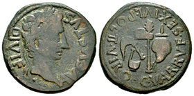 Carthage Nova. As. 24 a.C.-14 d.C. Cartagena (Murcia). (Abh-577). (Acip-3137). Anv.: Cabeza laureada de Augusto a derecha, alrededor AVGVSTVS DIVI F. ...