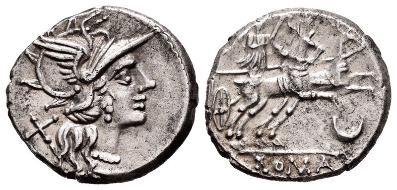 Anonymous. Denario. 143 a.C. Rome. (Ffc-82). (Craw-222/1). (Cal-57). Anv.: Cabez...