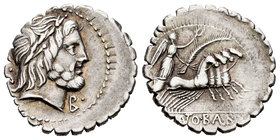 Antonius. Denario. 83-82 a.C. Auxiliary mint of Rome. (Ffc-158). (Craw-364/1). (Cal-141). Anv.: Cabeza laureada de Júpiter a derecha, detrás SC, debaj...