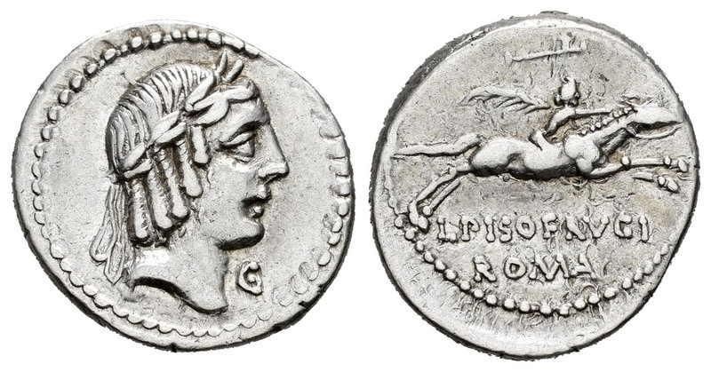 Calpurnius. Denario. 90-89 a.C. Rome. (Ffc-234). (Cal-305a). Anv.: Cabeza laurea...