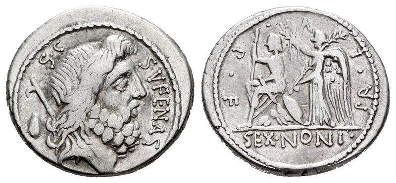 Nonius. Denario. 59 a.C. Rome. (Ffc-941). (Craw-421/1). (Cal-1048). Anv.: Cabeza...