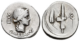 Norbanus. Denario. 83 a.C. Rome. (Ffc-943). (Craw-357/1b). (Cal-1049). Anv.: Cabeza diademada de Venus a derecha, detrás XXIIII, debajo C NORBANVS. Re...
