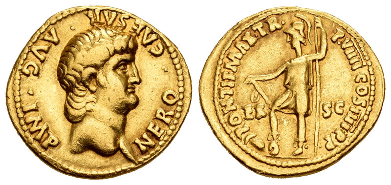 Nero. Áureo. 62-63 d.C. Rome. (Ric-34). (Cal-436). Anv.: NERO CAESAR AVG IMP. Bu...