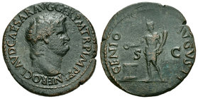 Nero. As. 54-68. Lugdunum. (Spink-1972). (Ric-533). Rev.: GENIO AVGVSTI. Genio en pie con pátera y cuerno de la abundancia, delante altar. Ae. 11,55 g...