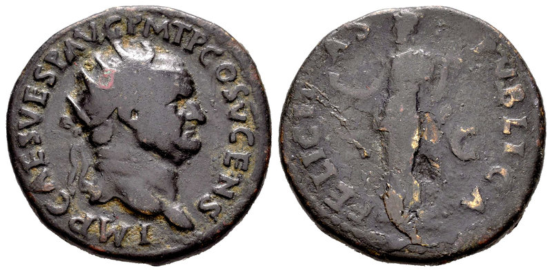 Vespasian. Dupondio. 74 d.C. Rome. (Spink-2346). (Ric-555). Rev.: FELICITAS PVBL...