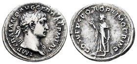 Trajan. Denario. 107 d.C. Rome. (Spink-3126). (Ric-127). Rev.: COS V P P S P Q R OPTIMO PRINC. Esperanza en pie, avanzando a izquierda con flor y sost...