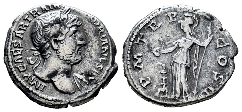 Hadrian. Denario. 122 d.C. Rome. (Ric-71). (C-1065). Rev.: P M TR P COS III. Min...