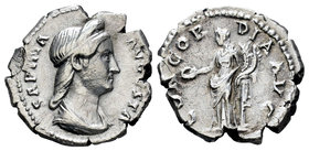 Sabina. Denario. 129 d.C. Rome. (Spink-3918). (Ric-390). Rev.: CONCORCIA AVG. Concordia en pie a izquierda con patera y cuerno de la abundancia. Ag. 3...