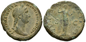Sabina. Sestercio. 136 d.C. Rome. (Spink-3941). (Ric-1035). Anv.: SABINA AVGVSTA HADRIANI AVG P P. Busto diademado y drapeado a derecha. Rev.: VENERI ...