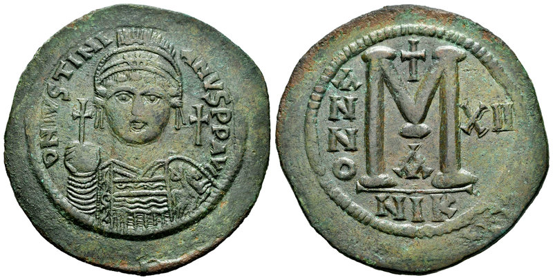 Justinian I. Follis. 527-565. Nicomedia. 1ª oficina. (Seaby-201). Anv.: D N IVST...