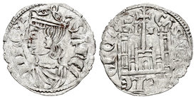 Kingdom of Castille and Leon. Sancho IV (1284-1295). Cornado. Burgos. (Bautista-427 variante). Rev.: B y estrella a los lados de la cruz con arco en l...