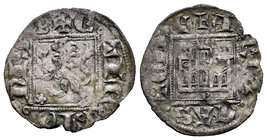 Kingdom of Castille and Leon. Alfonso XI (1312-1350). Novén. Burgos. (Bautista-483.2). Ve. 0,74 g. Con B bajo el castillo y punto bajo las patas del l...