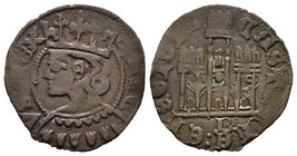 Kingdom of Castille and Leon. Enrique II (1368-1379). Cornado. Burgos. (Bautista-668). Ve. 0,88 g. Con B bajo el castillo. VF. Est...35,00.