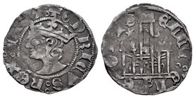 Kingdom of Castille and Leon. Enrique III (1390-1406). Cornado. Burgos. (Bautista-776.1). Ve. 0,83 g. Con B bajo el castillo y estrellas sobre las tor...