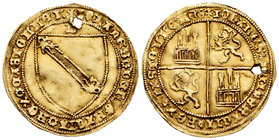 Kingdom of Castille and Leon. Juan II (1406-1454). Dobla de la banda. Burgos. (Bautista-787). Anv.: +IOhANES:DEI:GRACIA:REX:CASTELE:L. Escudo con leon...
