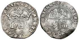 Kingdom of Castille and Leon. Enrique IV (1454-1474). 1 real. Burgos. (Bautista-900). Ag. 3,33 g. Con B en el extremo superior del eje vertical. Escas...