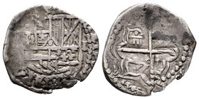 Philip II (1556-1598). 1 real. Potosí. Ag. 3,43 g. Ceca y ensayador no visibles. Choice F. Est...25,00.