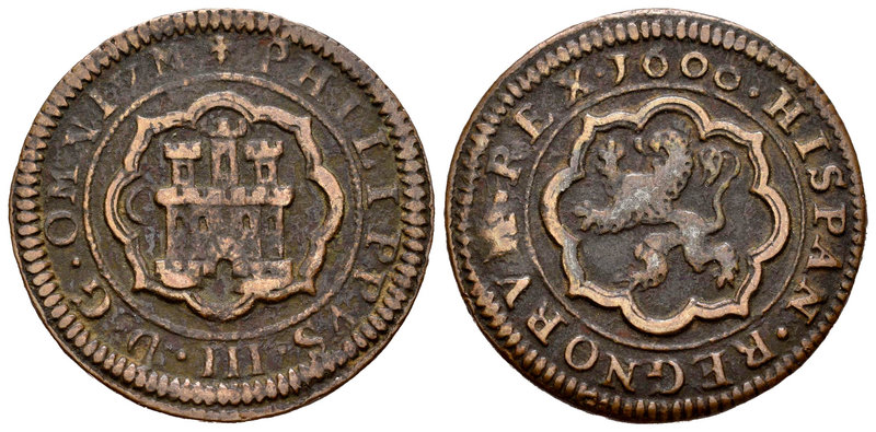 Philip III (1598-1621). 4 maravedís. 1600. Segovia. C. (Cal-748, como 8 maravedí...