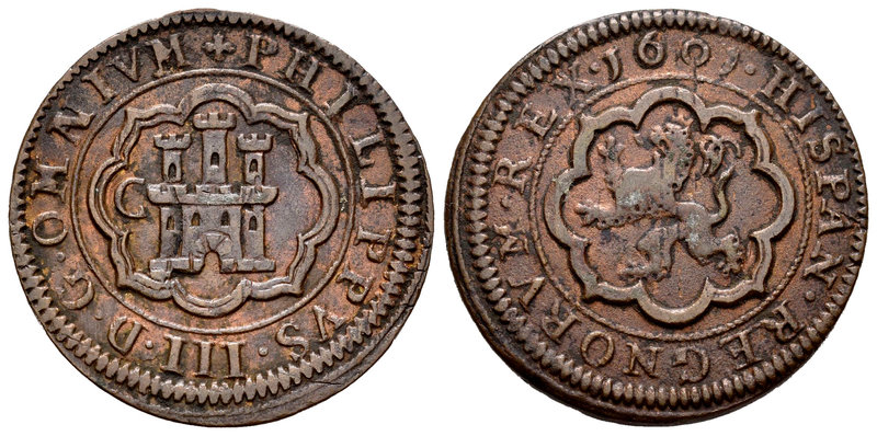 Philip III (1598-1621). 4 maravedís. 1601. Segovia. C. (Cal-749, como 8 maravedí...