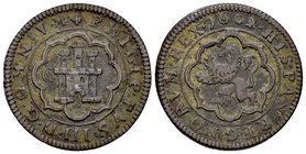 Philip III (1598-1621). 4 maravedís. 1602. Segovia. C. (Cal-750, como 8 maravedís). (Jarabo-Sanahuja-C28). Ae. 5,75 g. Scarce. VF. Est...35,00.