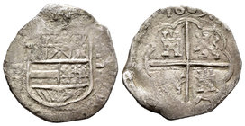Philip III (1598-1621). 2 reales. 1605. Sevilla. (B). (Cal-381). Ag. 4,38 g. Oxidaciones. Escasa. Choice F. Est...60,00.