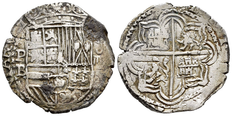 Philip III (1598-1621). 4 reales. Potosí. B. (Cal-241). Ag. 13,37 g. Oxidación e...