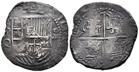 Philip III (1598-1621). 8 reales. Potosí. Q. (Cal-124). Ag. 26,89 g. Leves oxidaciones. Pátina. VF. Est...160,00.