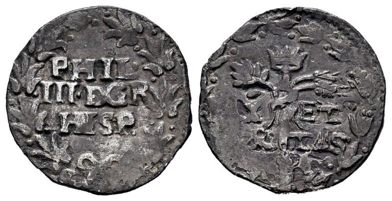 Philip III (1598-1621). 1 carlino (3 cinquine). Nápoles. (Vti-tipo 48). Ag. 198,...