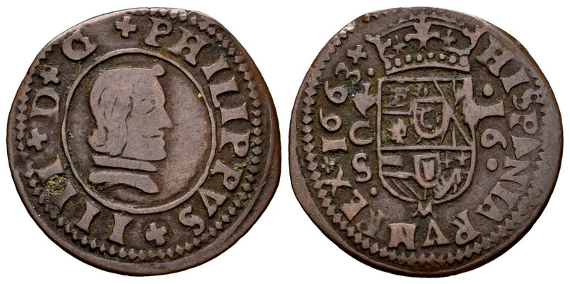 Philip IV (1621-1665). 16 maravedís. 1663. Córdoba. S. (Cal-1284). (Jarabo-Sanah...