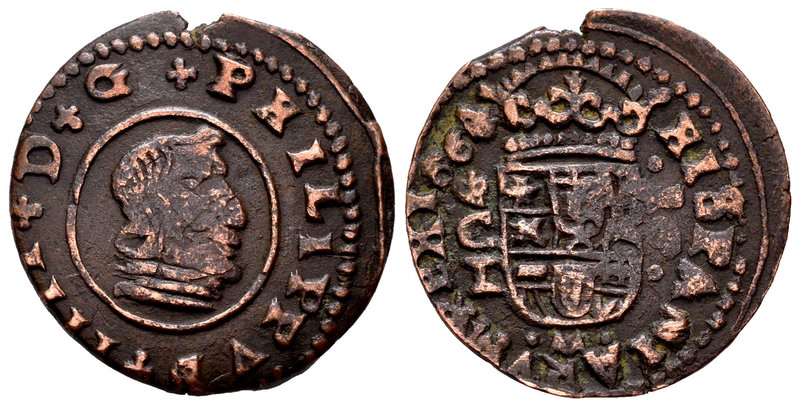 Philip IV (1621-1665). 16 maravedís. 1664. Córdoba. T. (Cal-1286). Ae. 4,11 g. L...