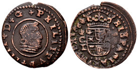 Philip IV (1621-1665). 16 maravedís. 1664. Córdoba. T. (Cal-1286). Ae. 4,11 g. La T del ensayador parece una I. Almost VF. Est...20,00.