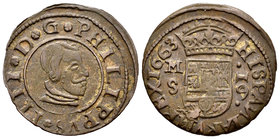 Philip IV (1621-1665). 16 maravedís. 1663. Madrid. S. (Cal-1399). (Jarabo-Sanahuja-M377). Ae. 3,91 g. VF. Est...20,00.