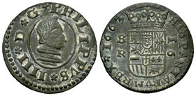Philip IV (1621-1665). 16 maravedís. 1663. Sevilla. R. (Cal-1568). (Jarabo-Sanahuja-no cita). Ae. 4,16 g. Sin puntos en valor ni ensayador. Escasa. Ch...