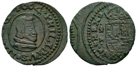 Philip IV (1621-1665). 16 maravedís. 1664. Trujillo. M. (Cal-1635). (Jarabo-Sanahuja-M712). Ae. 3,95 g. Acuñación desplazada. Choice VF. Est...30,00....