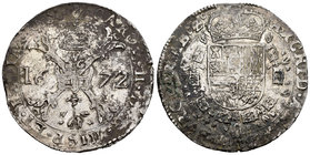 Charles II (1665-1700). 1 patagón. 1672. Antwerpen. (Vti-392). (Vanhoudt-698.AN). Ag. 27,84 g. Choice VF. Est...140,00.