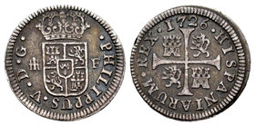 Philip V (1700-1746). 1/2 real. 1726. Segovia. F. (Cal-1921). Ag. 1,38 g. Nick on edge. Toned. Choice VF. Est...50,00.