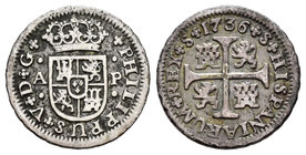 Philip V (1700-1746). 1/2 real. 1736. Sevilla. AP. (Cal-1934). Ag. 1,38 g. Almost VF. Est...20,00.