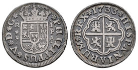 Philip V (1700-1746). 1 real. 1733. Sevilla. PA. (Cal-1720). Ag. 2,75 g. VF. Est...30,00.