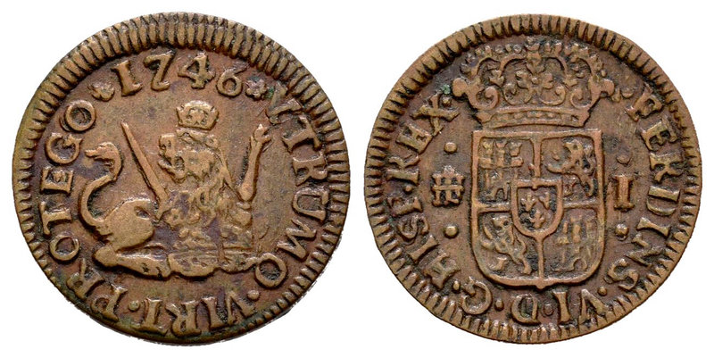 Ferdinand VI (1746-1759). 1 maravedí. 1746. Segovia. (Cal-716). Ae. 1,18 g. VF. ...