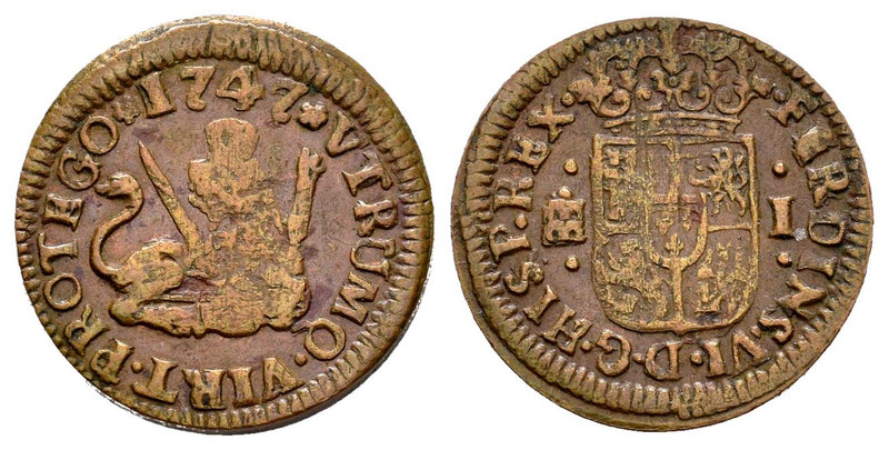 Ferdinand VI (1746-1759). 1 maravedí. 1747. Segovia. (Cal-717). Ae. 1,36 g. Choi...